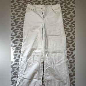 Cream, white cotton corduroy h&m pants size 2, straight, wide leg